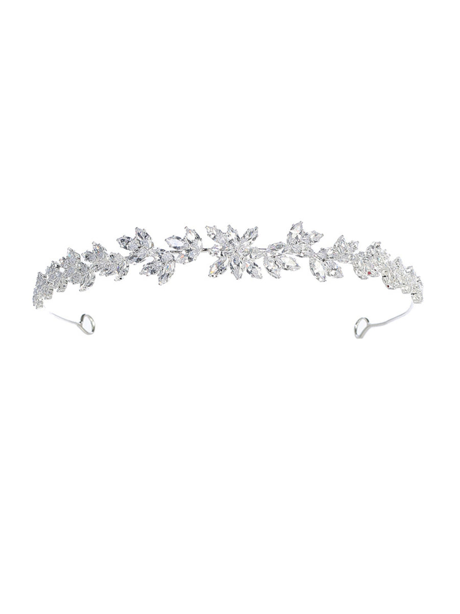 Girls Glitter Rhinestone Special Occasion Communion Leaf Headband