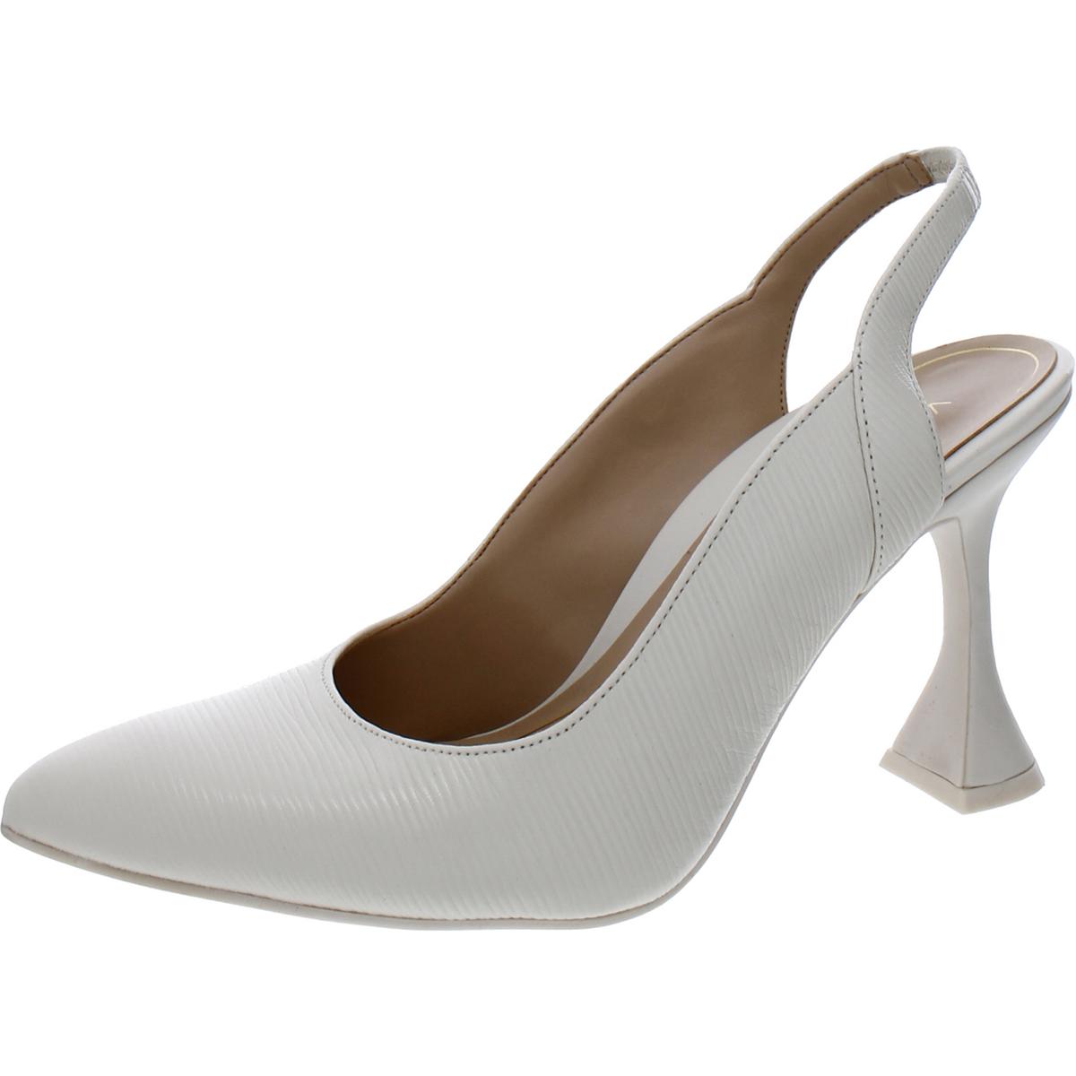 Adalena Leather Pointed Toe Slingback Heels