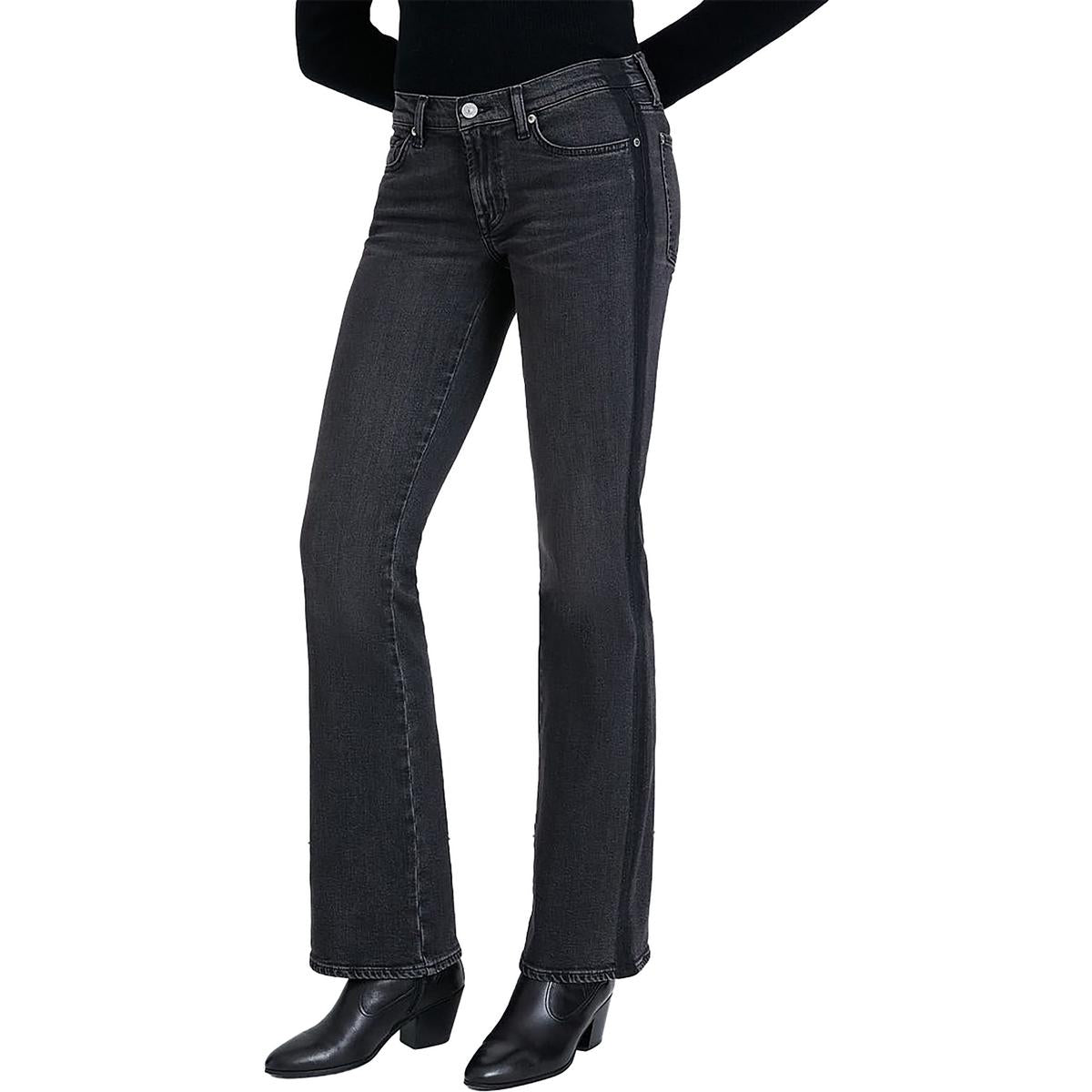 Low-Rise Whisker Wash Bootcut Jeans