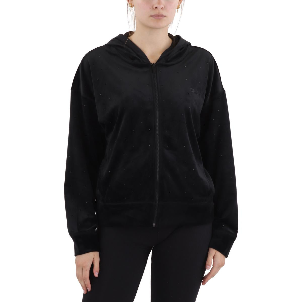 Embellished Velour Zip Hoodie