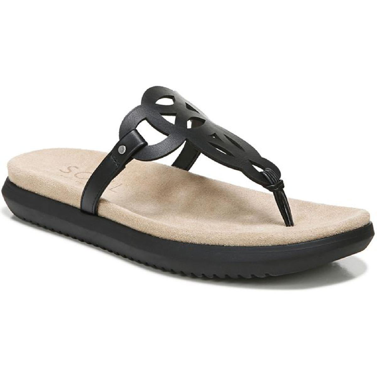 Janice Faux Leather Slides Thong Sandals