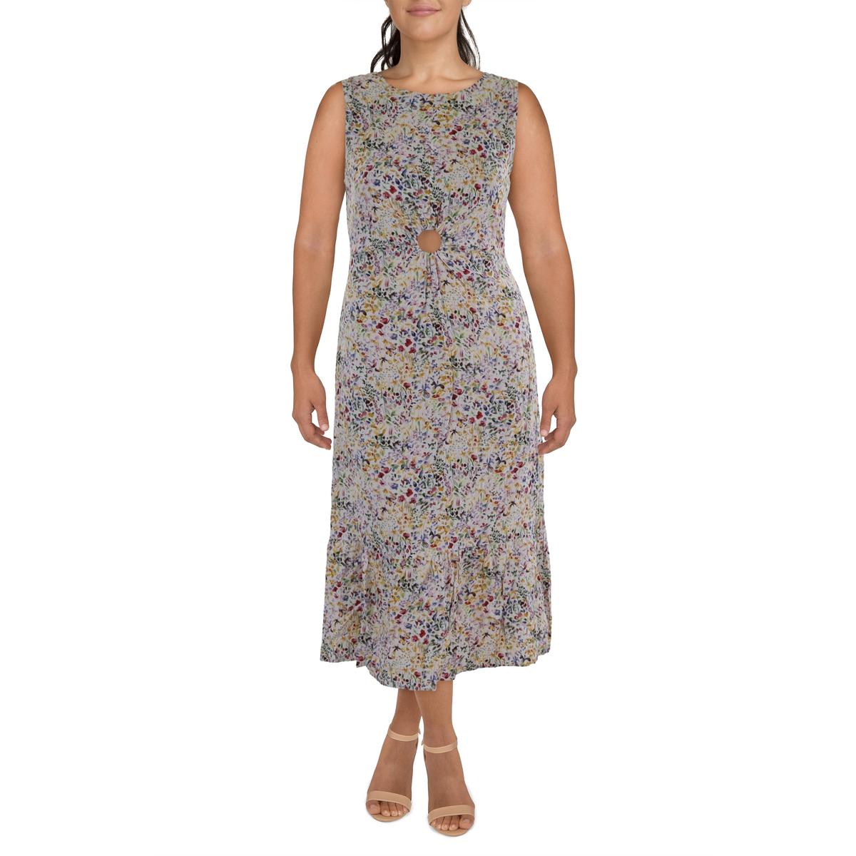 Linen Blend O-Ring Midi Dress