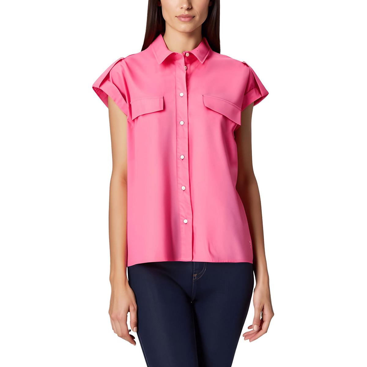 Utility Top Collar Cotton Button-Down Top
