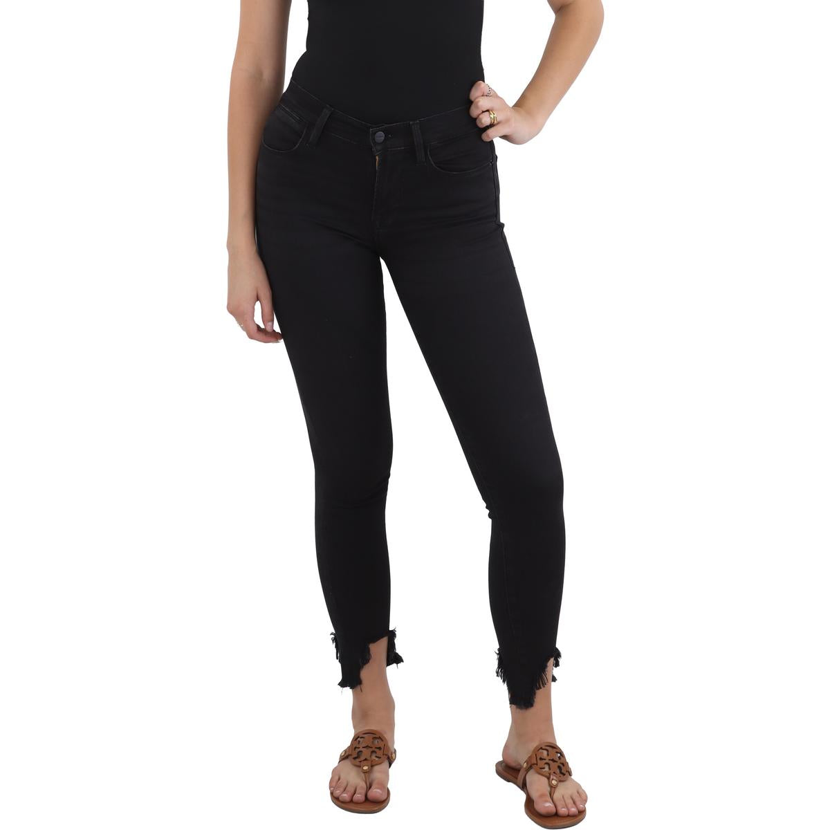 Frayed Hem Denim Skinny Jeans