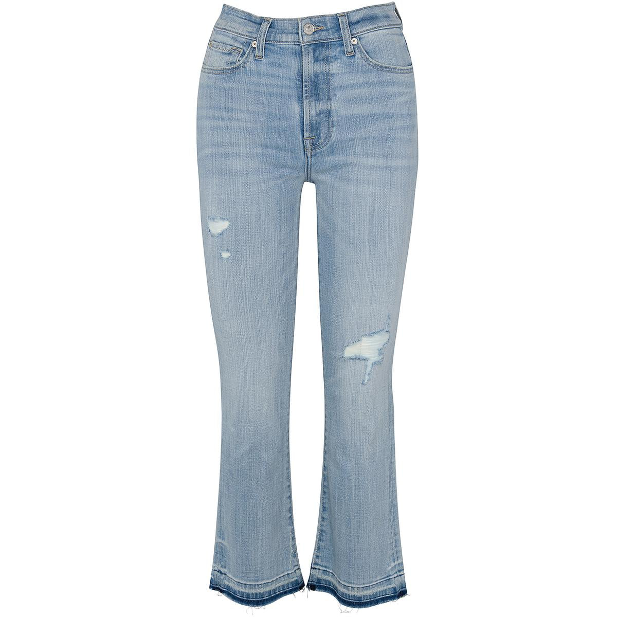 Slim Kick Distressed Denim Bootcut Jeans