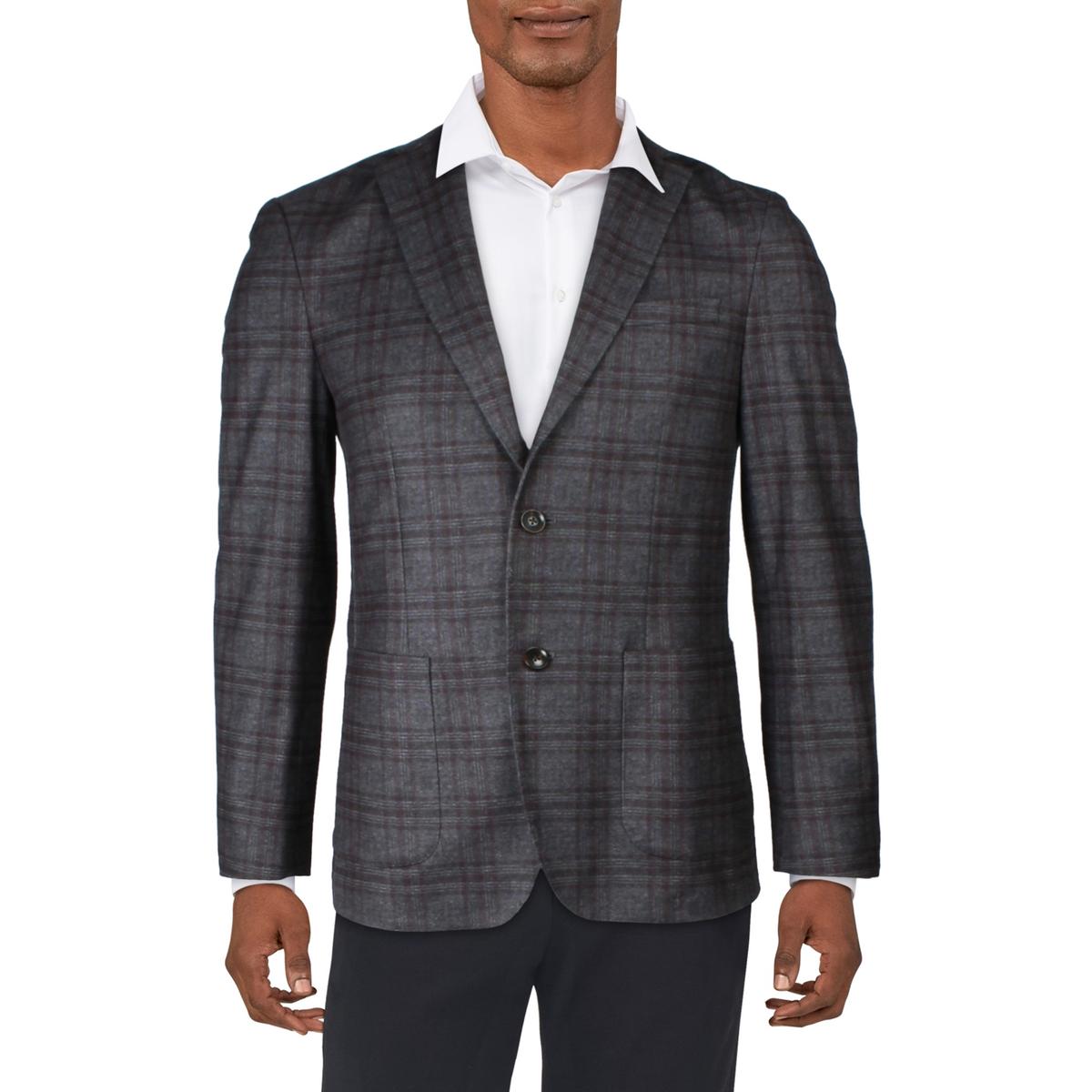 Plaid Knit Two-Button Blazer