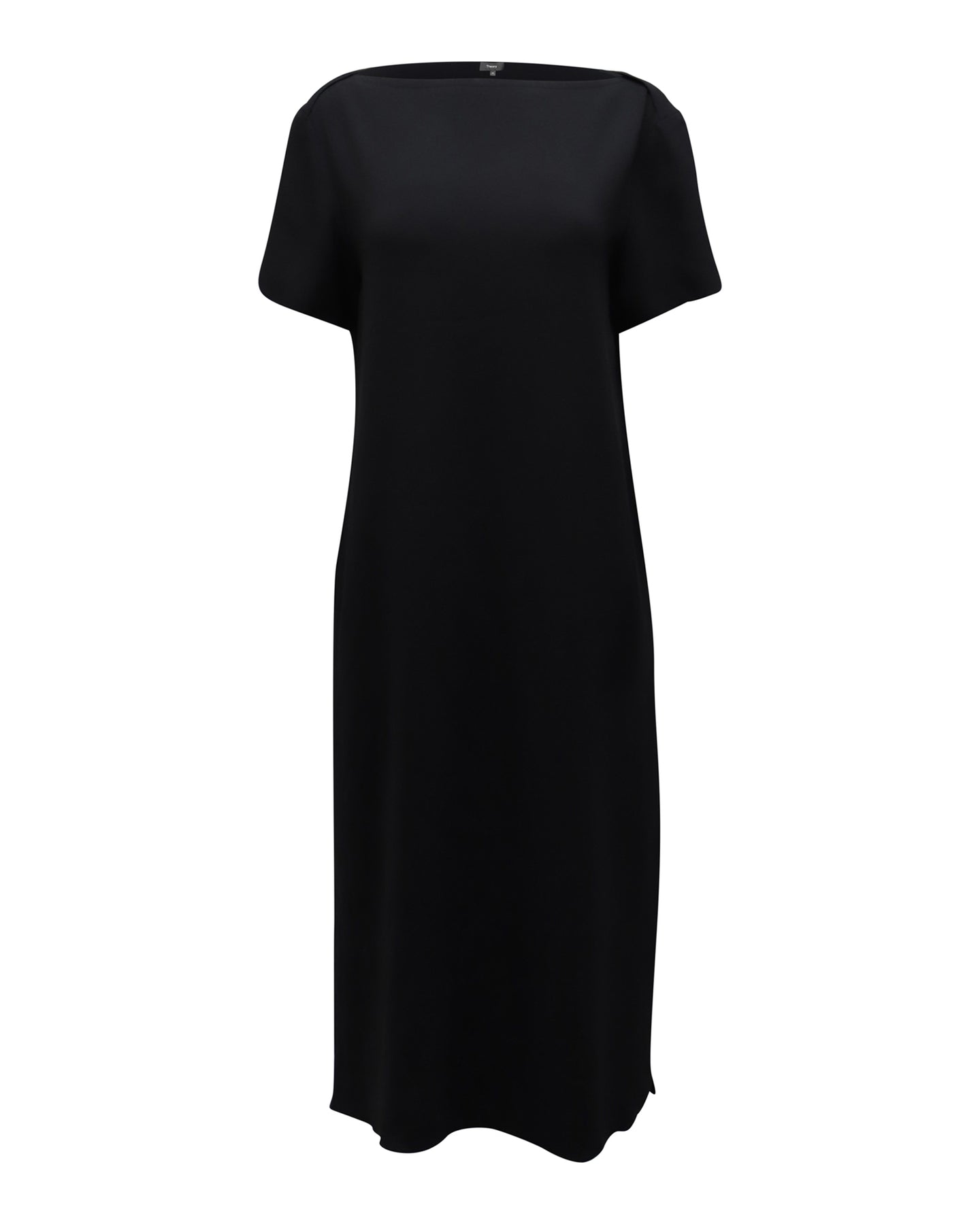 Theory Crepe Midi Shift Dress in Black Acetate