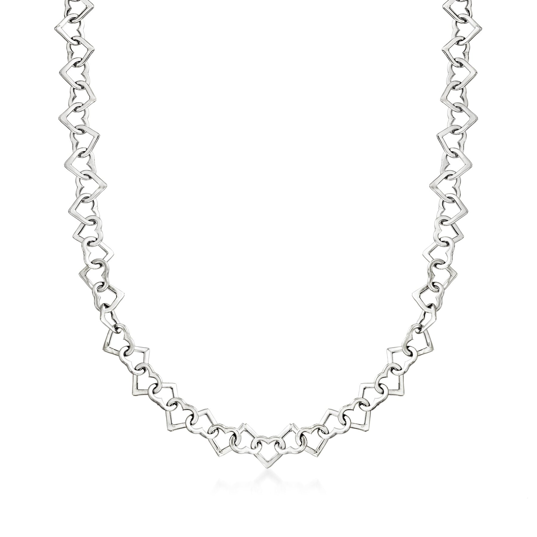 Ross-Simons 14kt White Gold Heart-Link Necklace