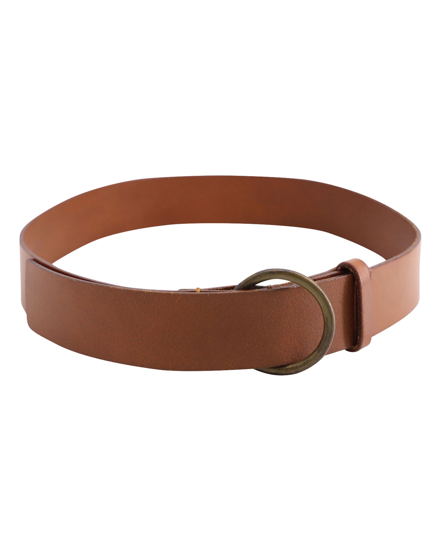 Theory Belt with Circular Buckle in Brown Tan Leather