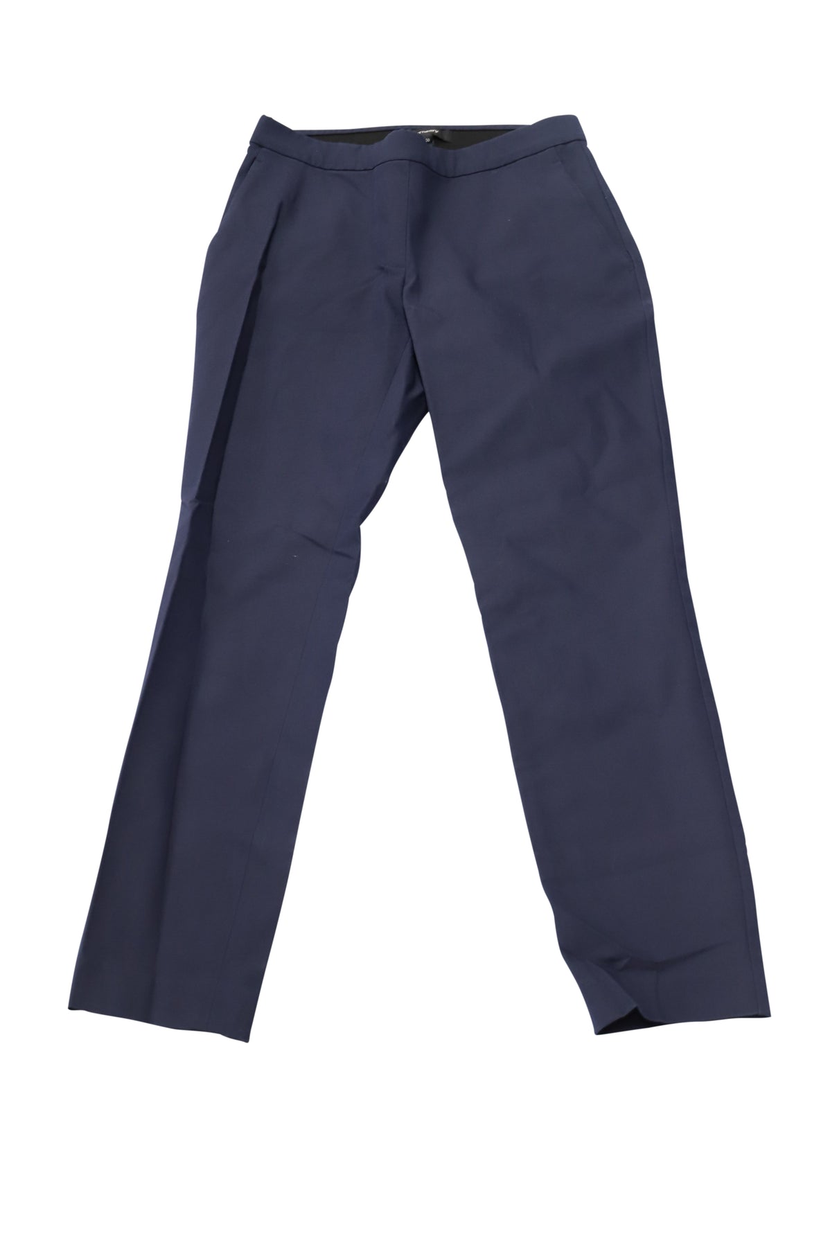 Theory Tailored Cropped Pants in Navy Blue Cotton 7764857126972
