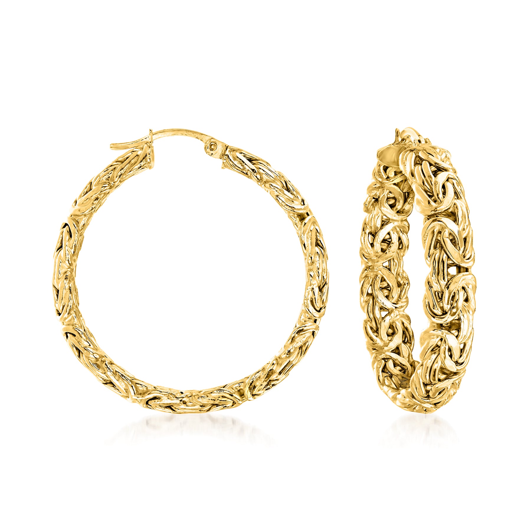 Ross-Simons 18kt Gold Over Sterling Large Byzantine Hoop Earrings