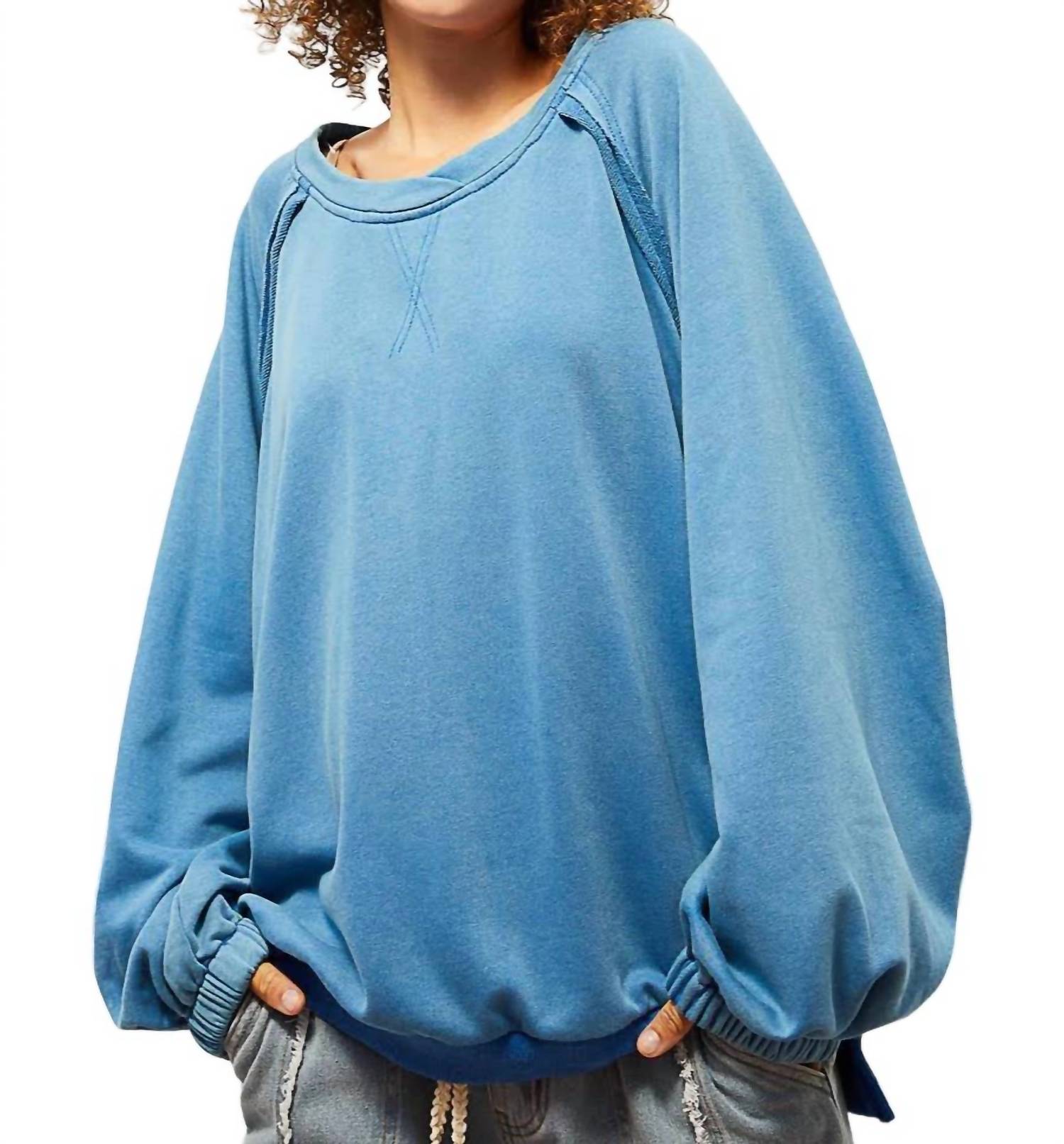 Zoey Criss-Cross Back Sweatshirt In Colbalt 7692108136508