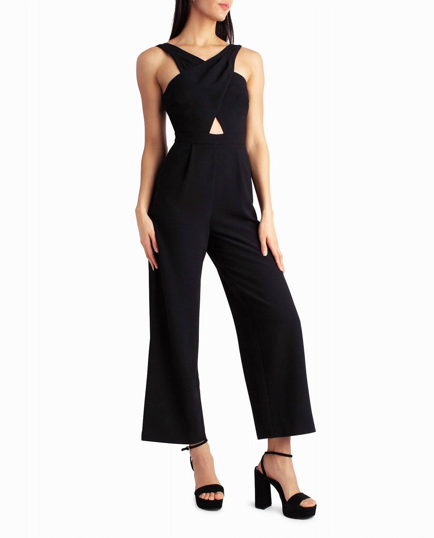 Charli Stretch Crepe Halter Neck Jumpsuit In Very Black 7668026277948