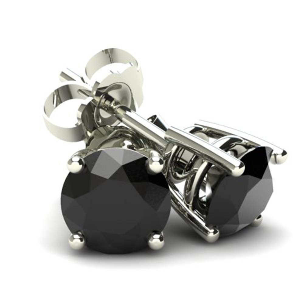 .85Ct Round Brilliant Cut Heat Treated Black Diamond Stud Earrings in 14K Gold Basket Setting 7802614349884