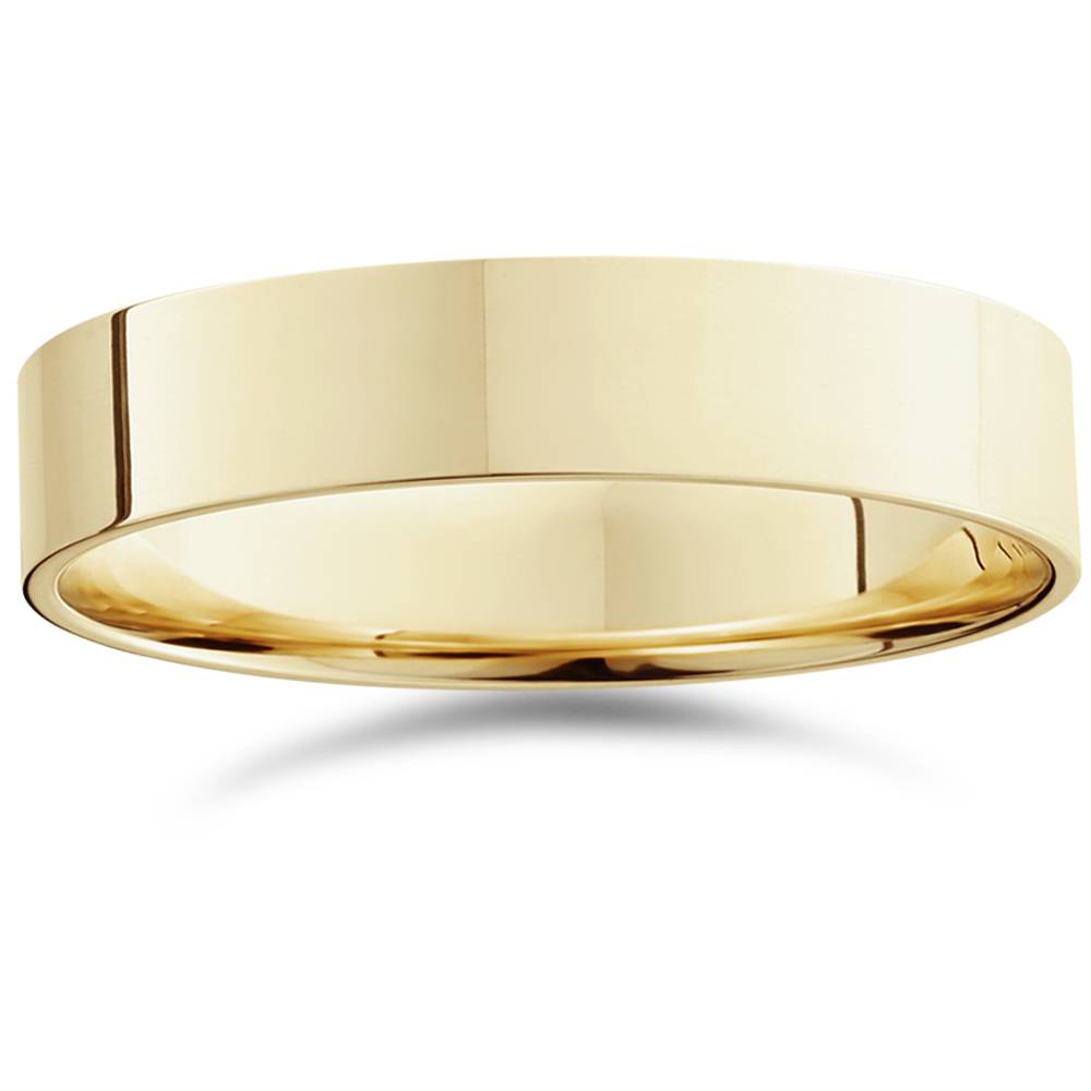 5mm Flat High Polished Wedding Band 10K Yellow Gold Size Selectable 7802598686780