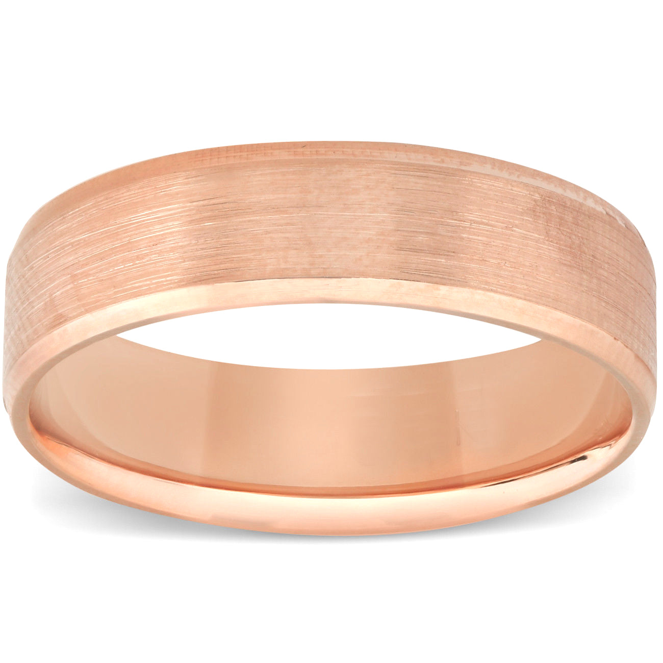10k Rose Gold Mens Brushed Beveled Edge Comfort Fit Wedding Band 7802593574972