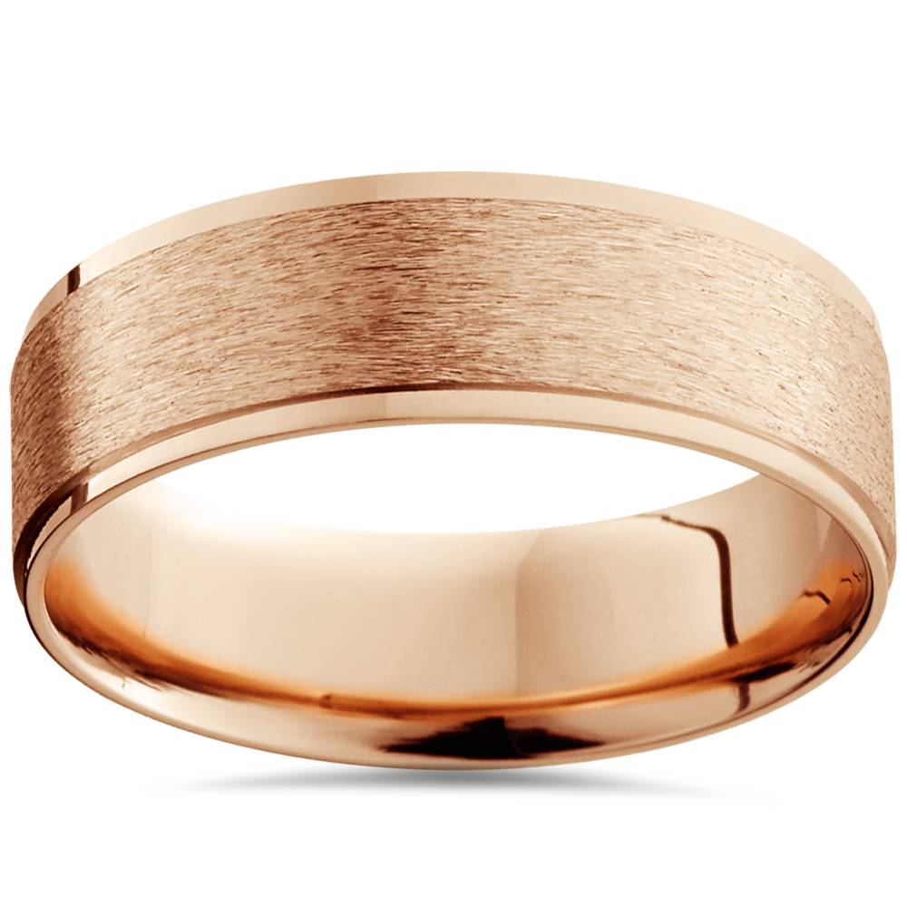 6MM Brushed Mens Wedding Band 14K Rose Gold Size Selectable 7802587578428