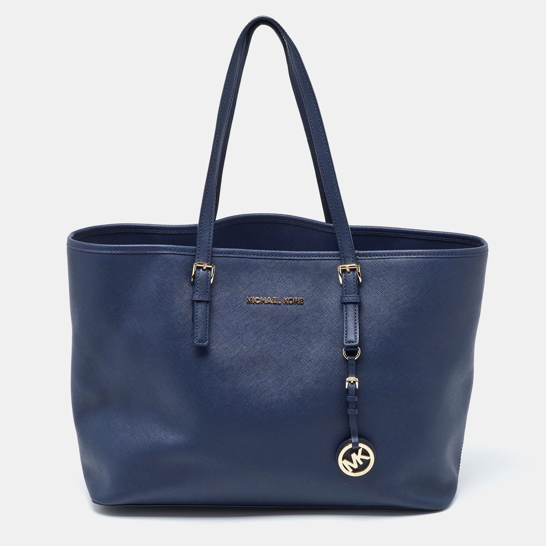 Michael Michael Kors Navy Leather Large Jet Set Travel Tote