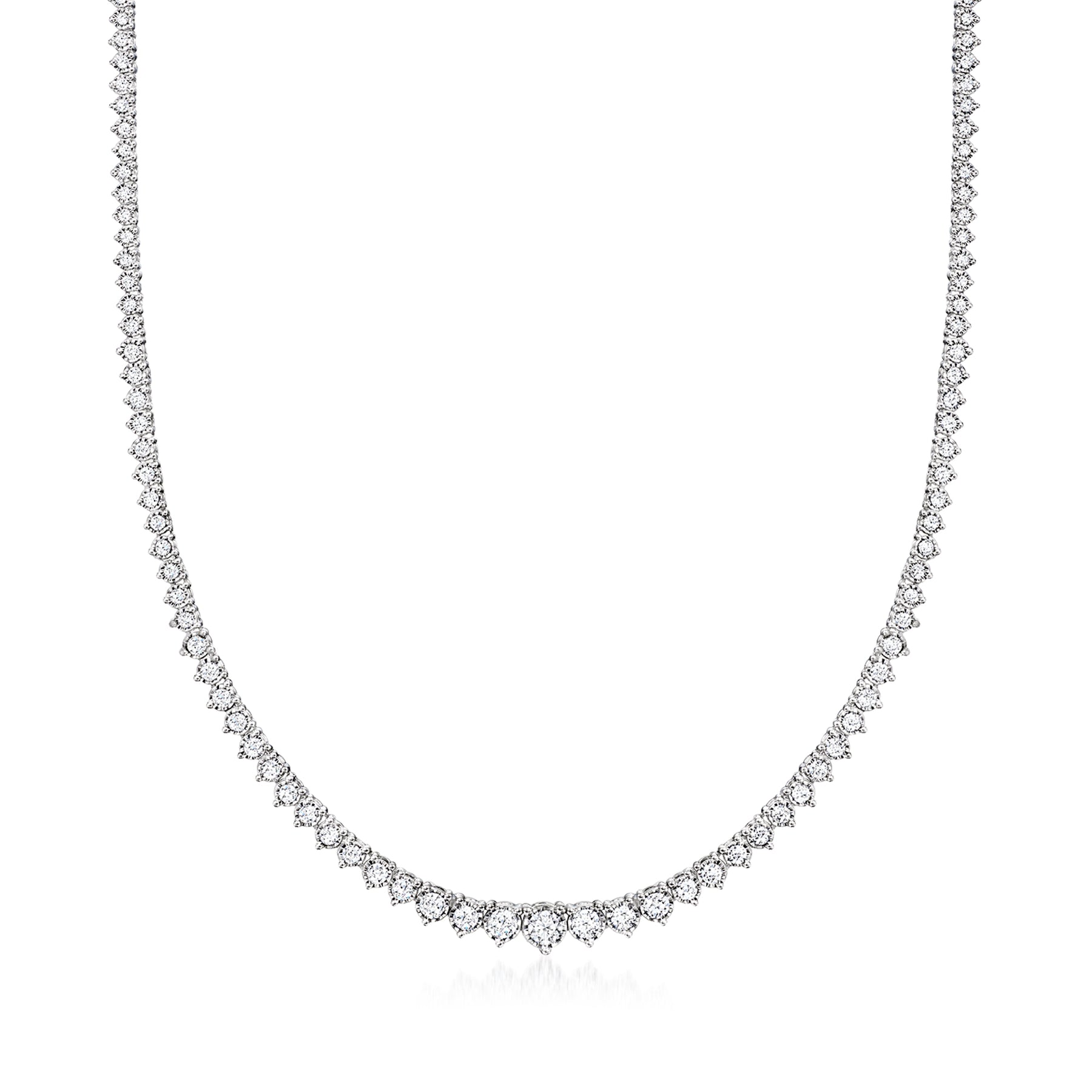 Ross-Simons Lab-Grown Diamond Graduated Tennis Necklace in Sterling Silver 7194303889468