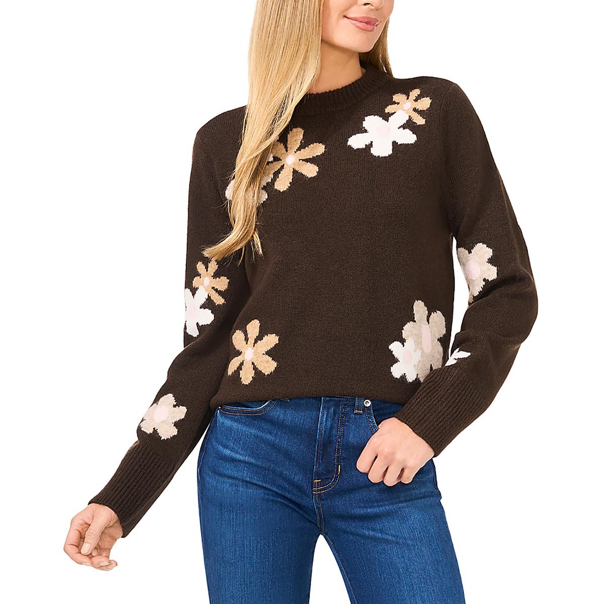 Floral Print Knit Pullover Sweater