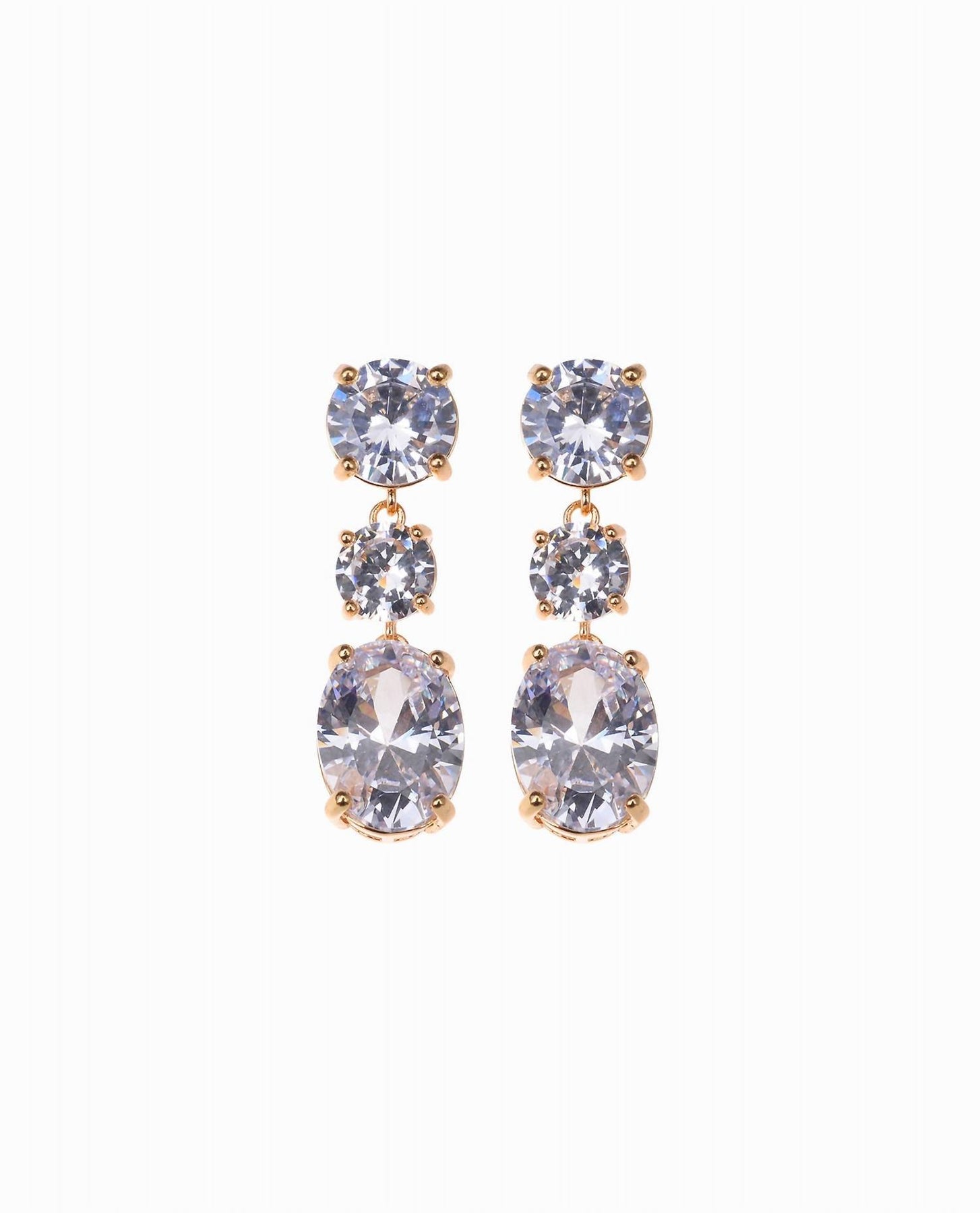 Women's Three Stone Drop Earrings In Gold 7692180914236