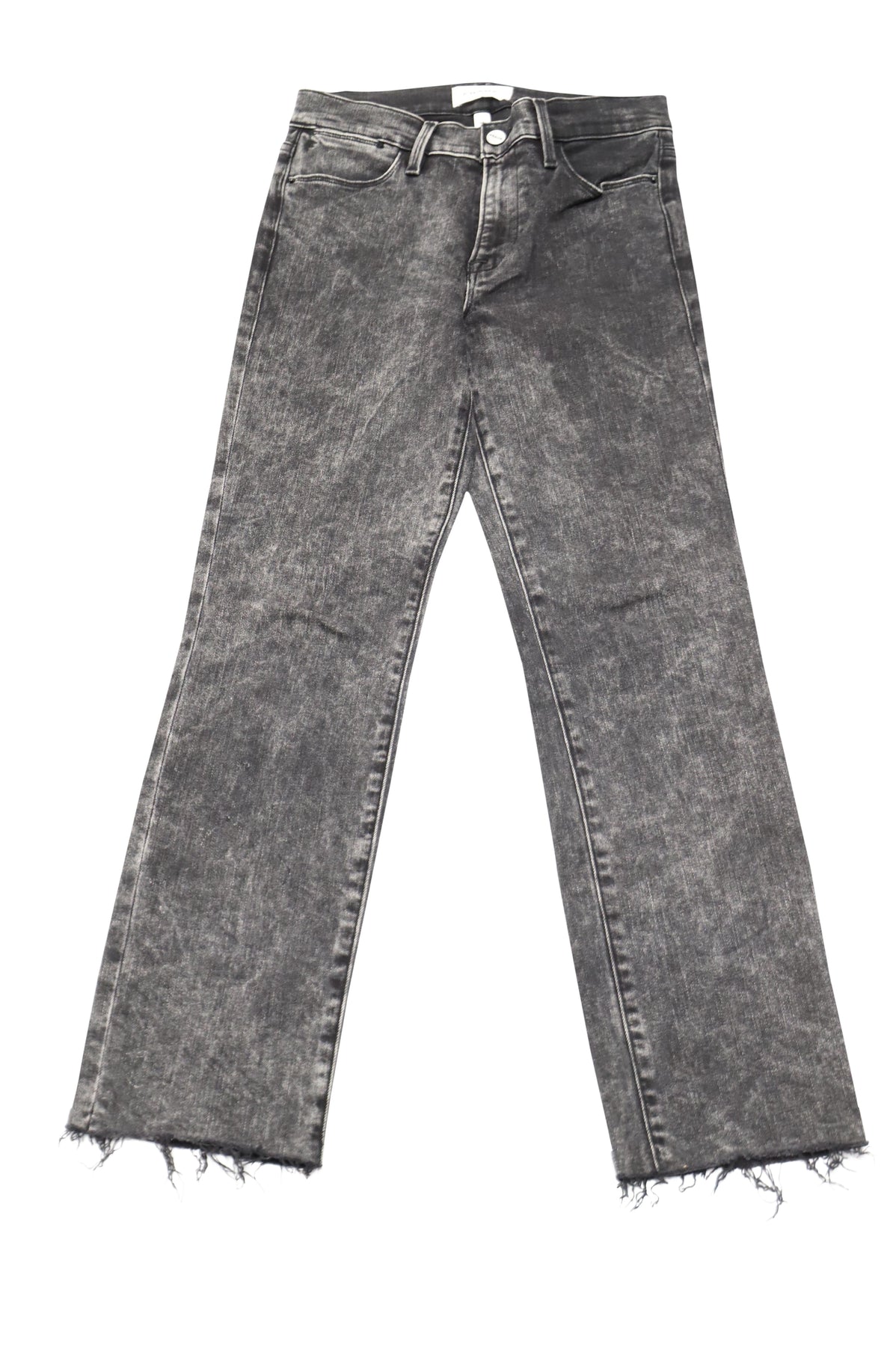 Frame Le High Straight Rockstar Crop Jeans in Black Denim 7764845461564