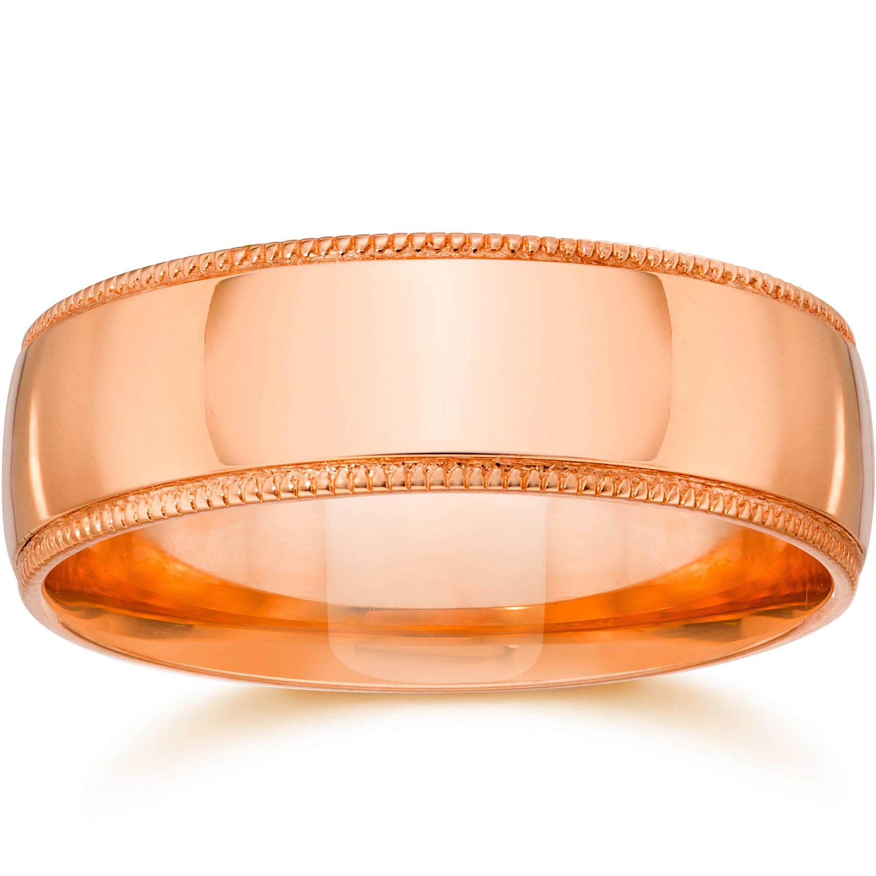 6mm Milgrain 14K Rose Gold Polished Wedding Band Size Selectable 7802627424316