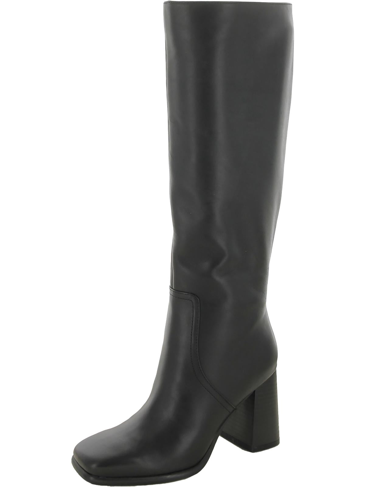 Dacea Womens Leather Square Toe Knee-High Boots
