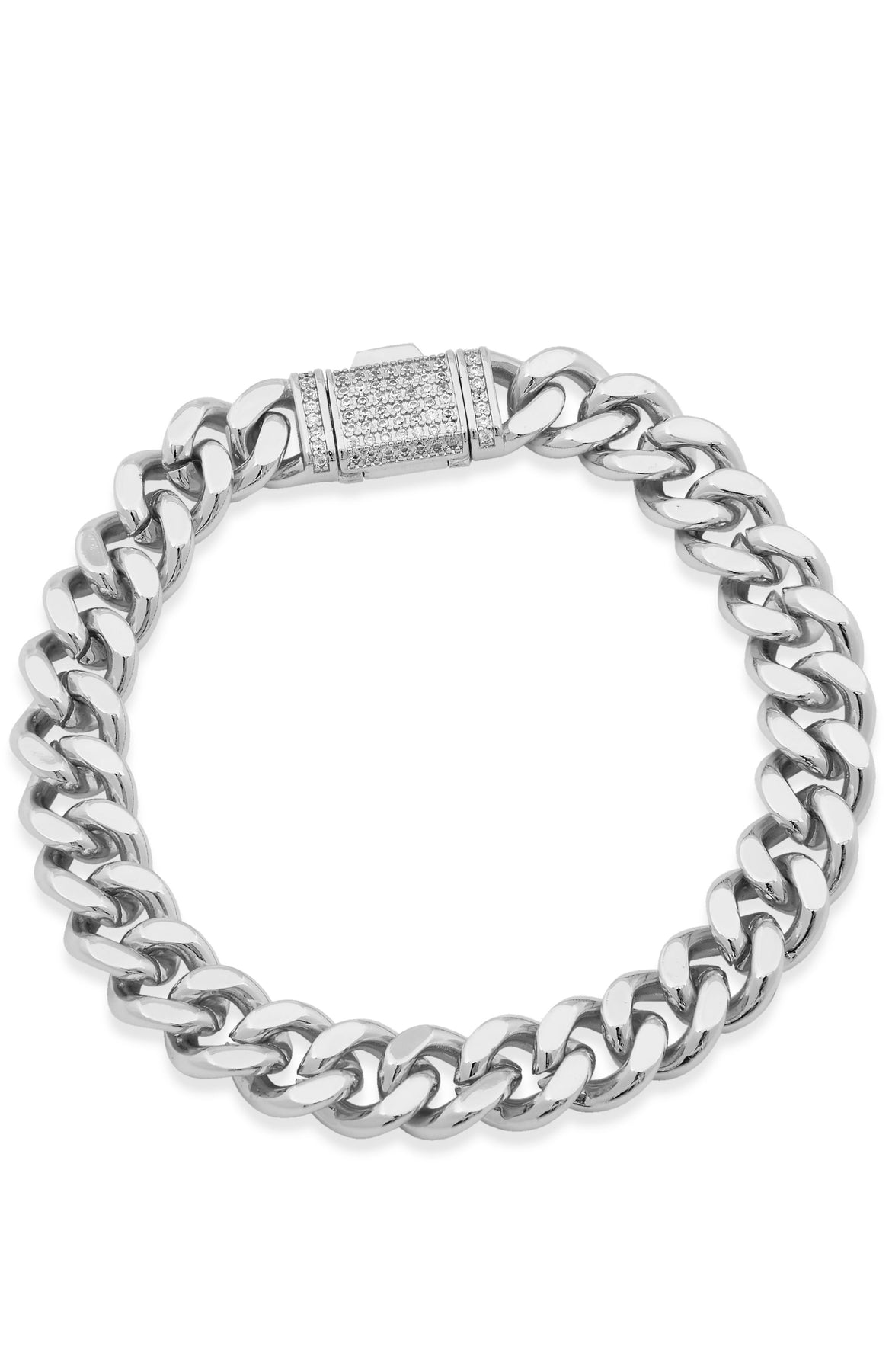 RHODIUMPLATED CUBAN LINK BRACELET WITH Z CZ ACCENT 7731389005884
