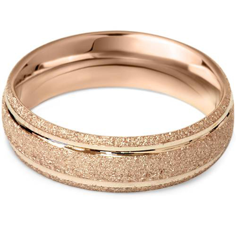 6mm Brushed Wedding Band 14K Rose Gold Size Selectable 7802586693692