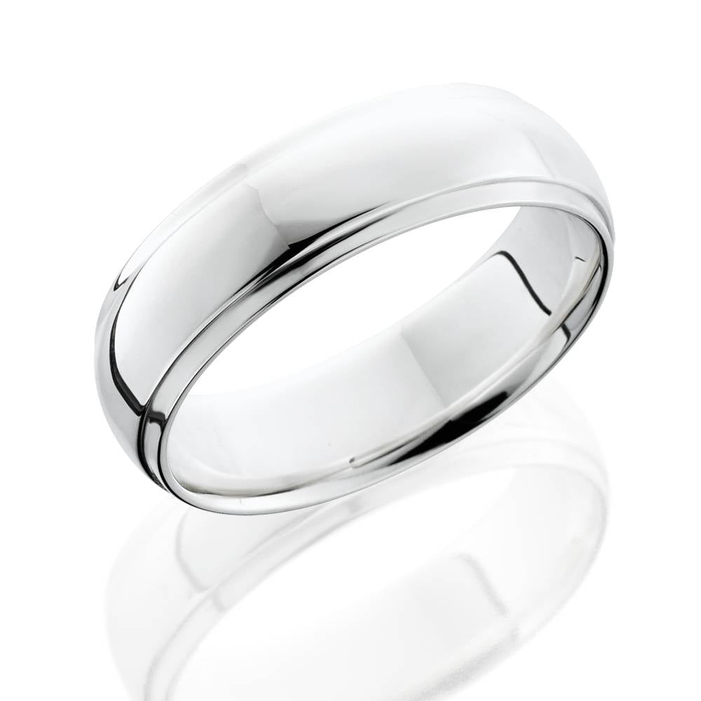 6mm Half Round Edge Mens Wedding Band 14K White Gold Size Selectable 7802606780476