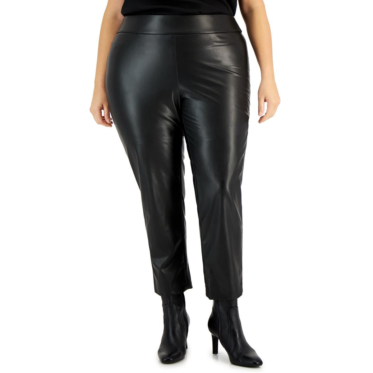 Plus High Rise Faux Leather Ankle Pants