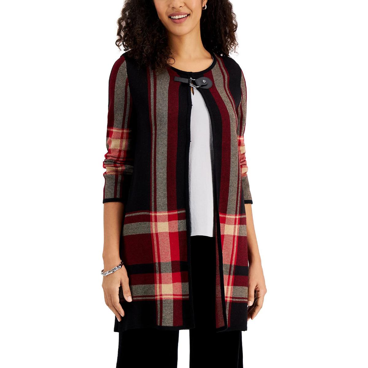 Plaid Flyaway Cardigan Sweater