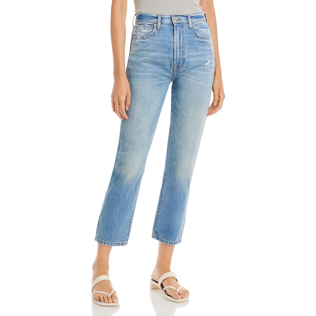 Denim Whisker Wash Cropped Jeans