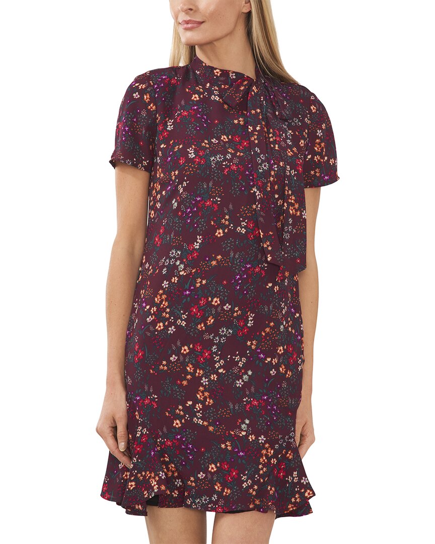 CeCe Printed Godet Bow Neck Dress