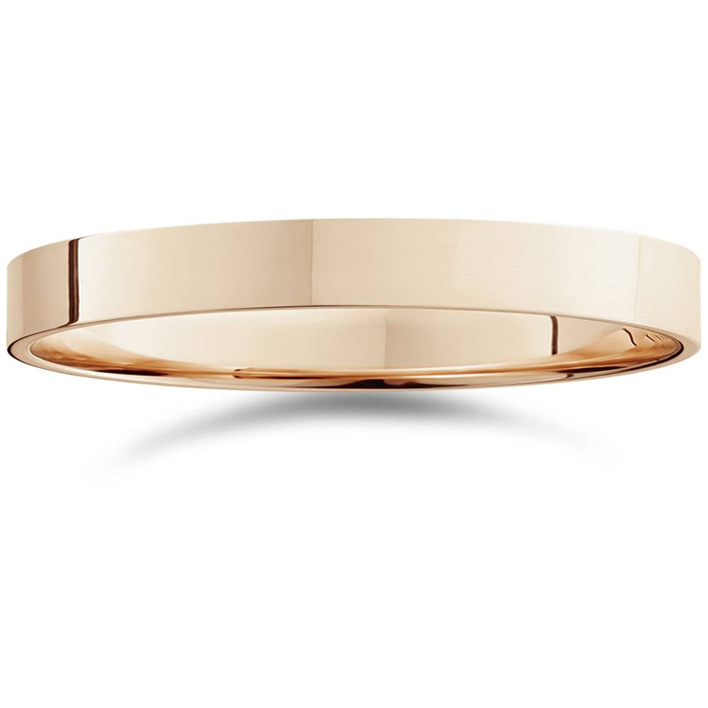 3mm Flat High Polished Wedding Band 14K Rose Gold Size Selectable 7802625556540