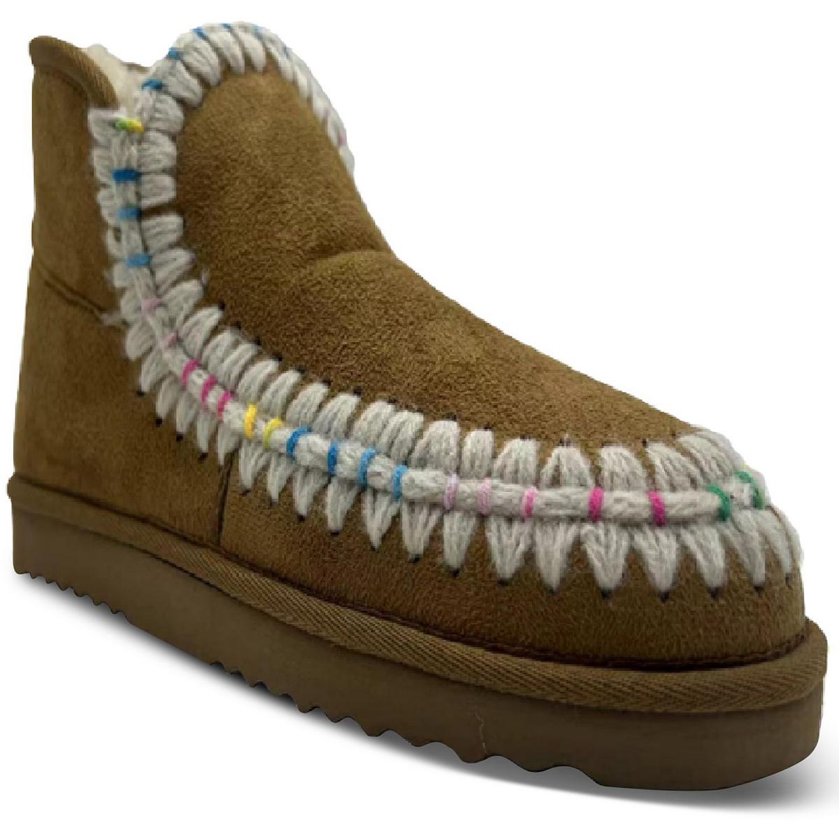 Embroidered Faux Suede Booties