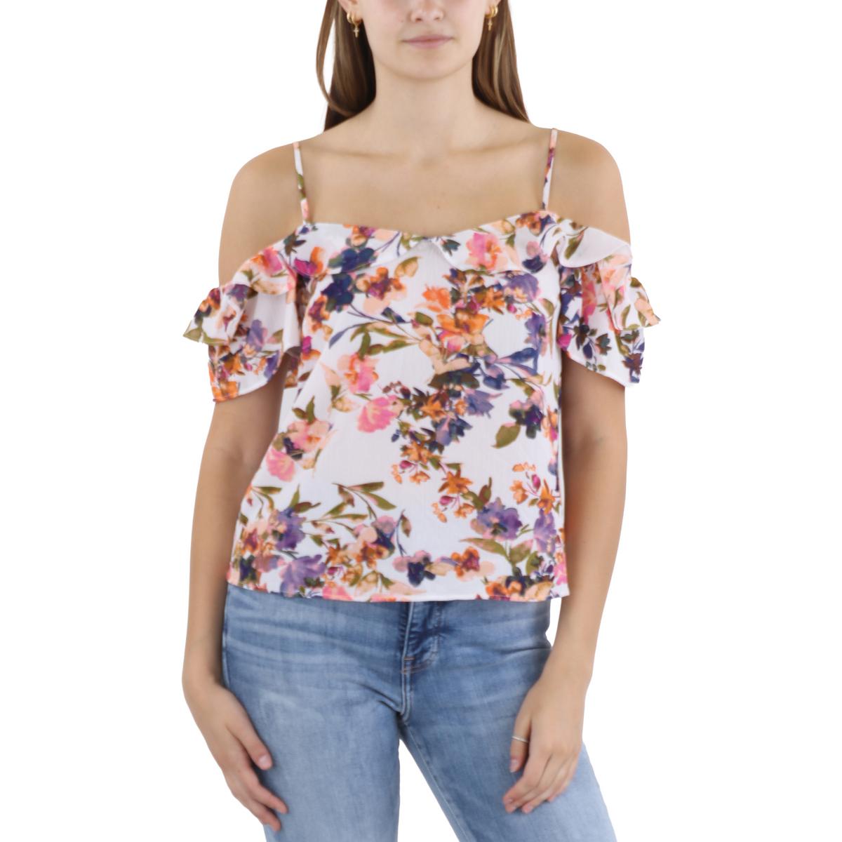 Floral Print Cold Shoulder Blouse