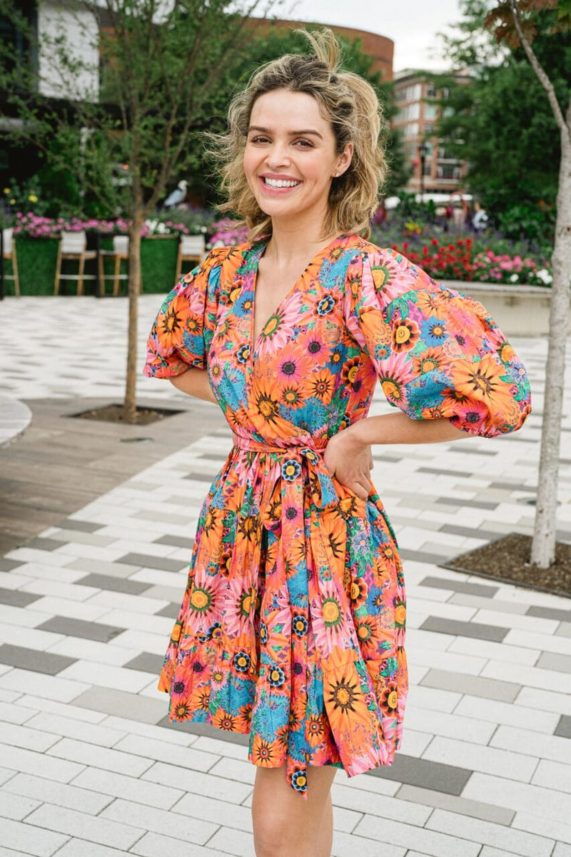 Chloe Mini Wrap Dress- Floral Bouquet - final sale