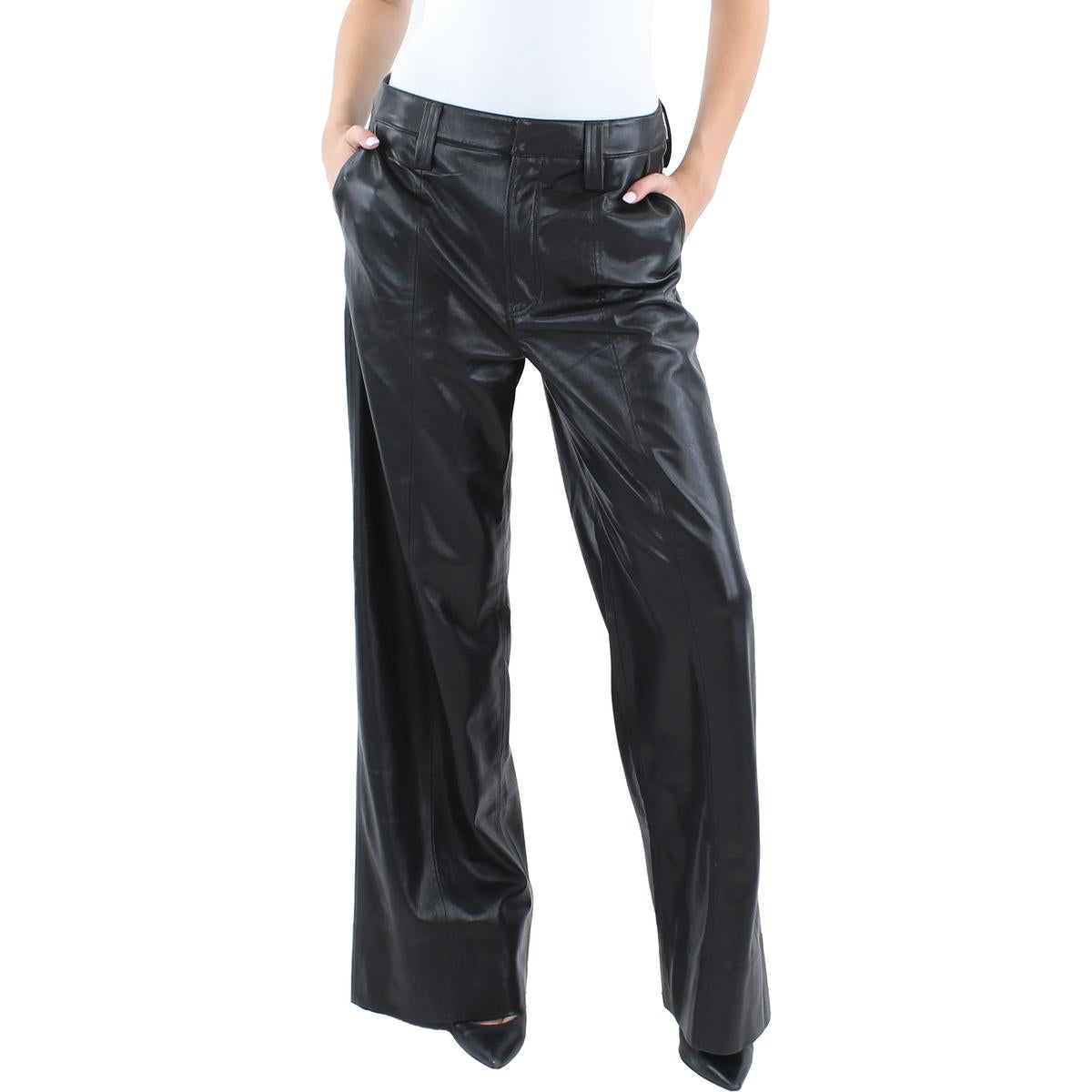 High Rise Faux Leather Wide Leg Pants