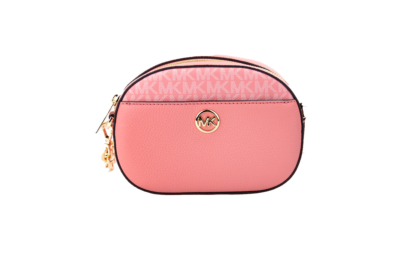 Michael Kors Jet Set Glam Tea Rose Leather Oval Crossbody Handbag Women's Purse