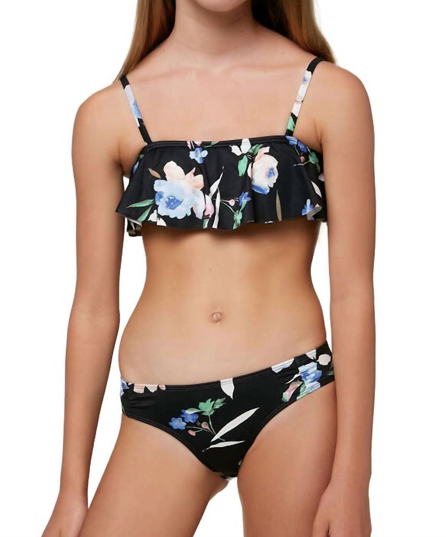 Girls Seabright Ruffle Bikini Set In Black
