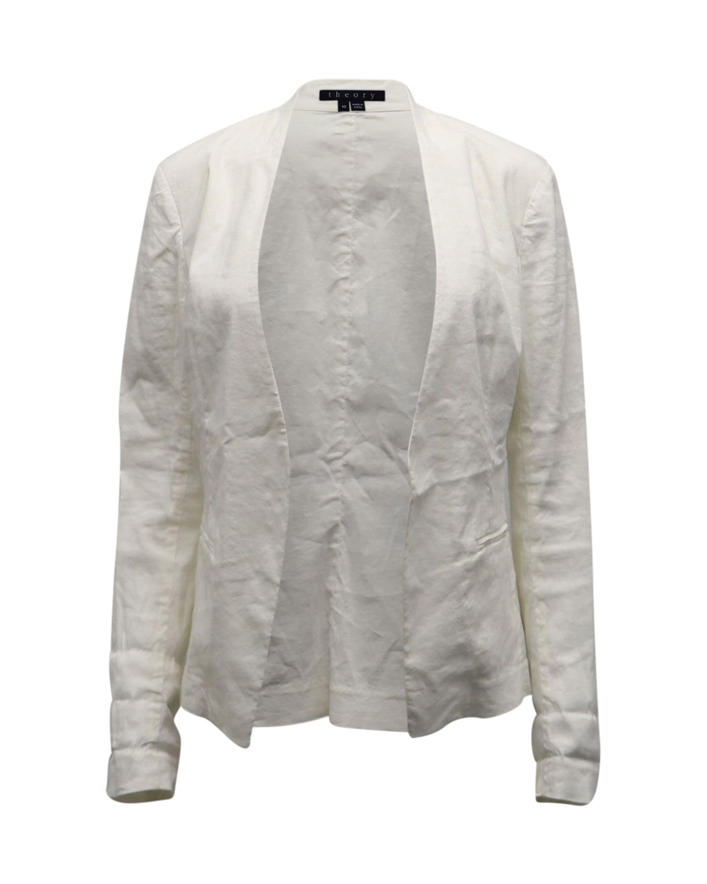 Theory Open Front Blazer in White Linen