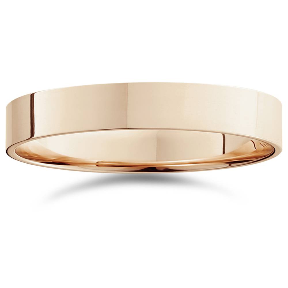 4mm Flat High Polished Wedding Band 14K Rose Gold Size Selectable 7802617069628