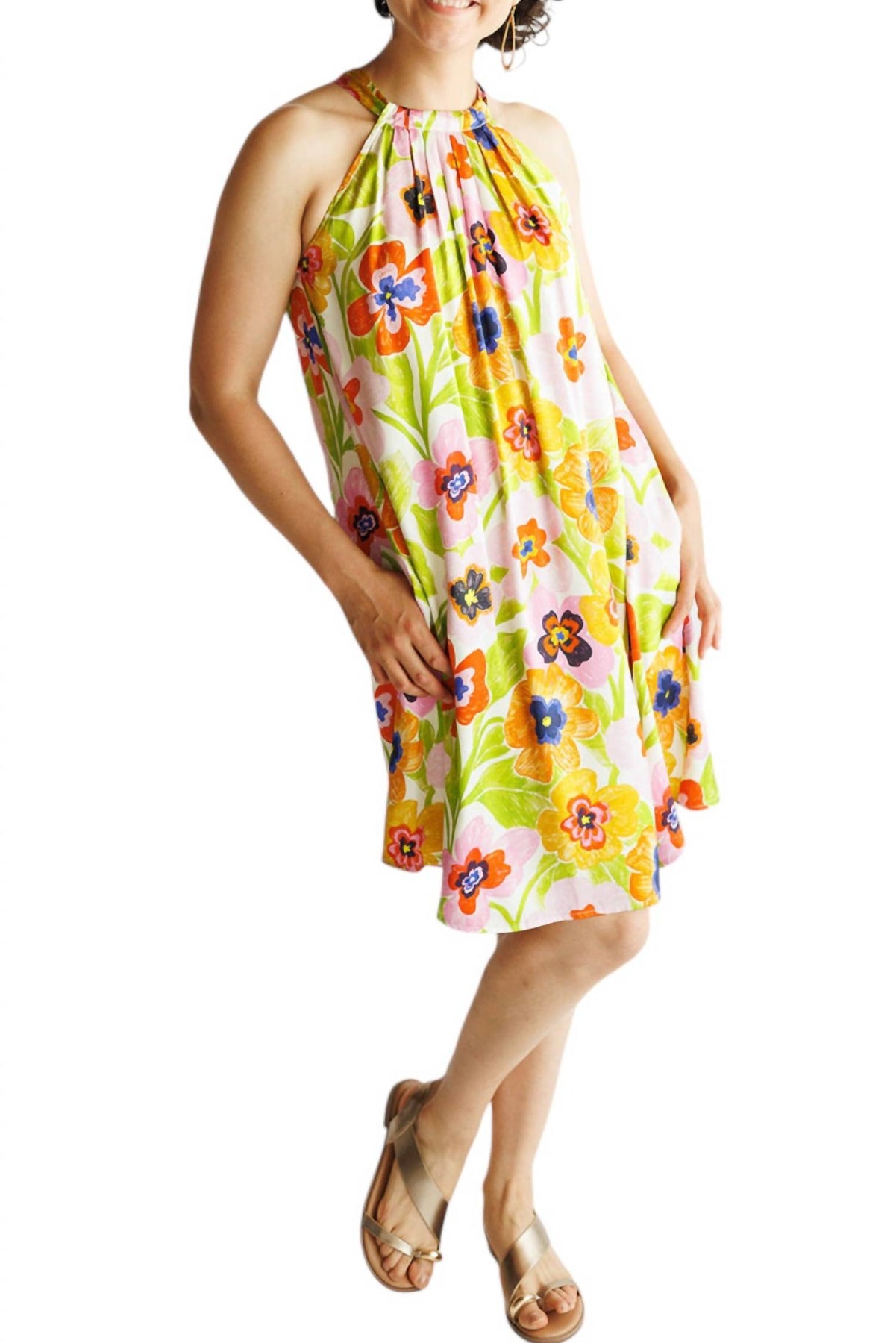 Alisier Woven Dress In Spicy Garden Creme
