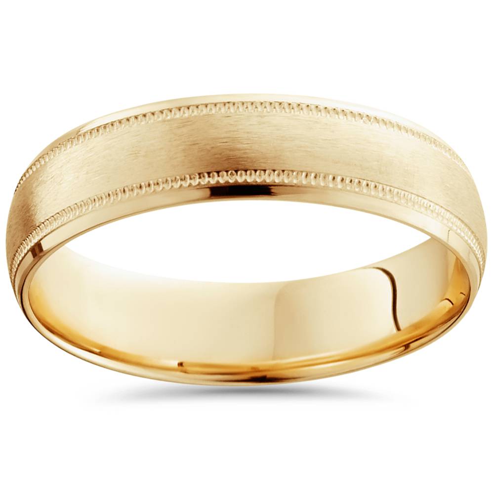 Mens Brushed Comfort Fit Wedding Band 14k Yellow Gold Size Selectable 7802586300476