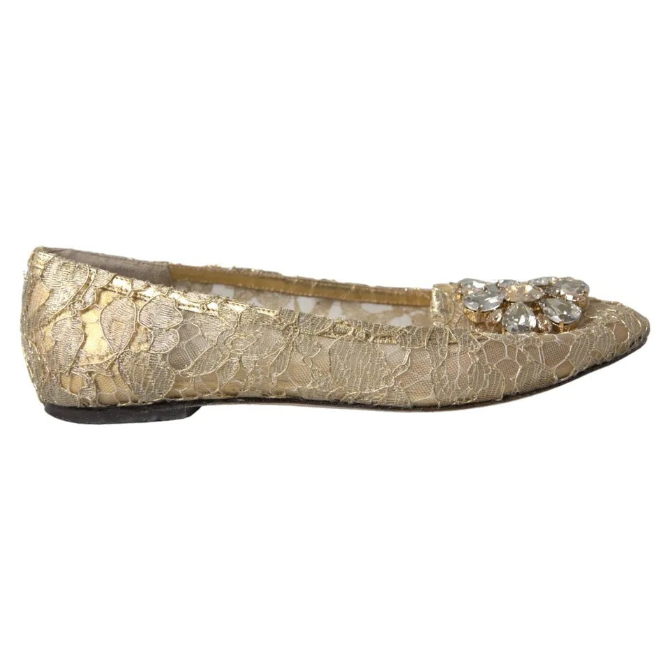 Dolce & Gabbana Lace Crystal Ballet Loafers Women's Shoes (Pre-Owned) 7731387105340