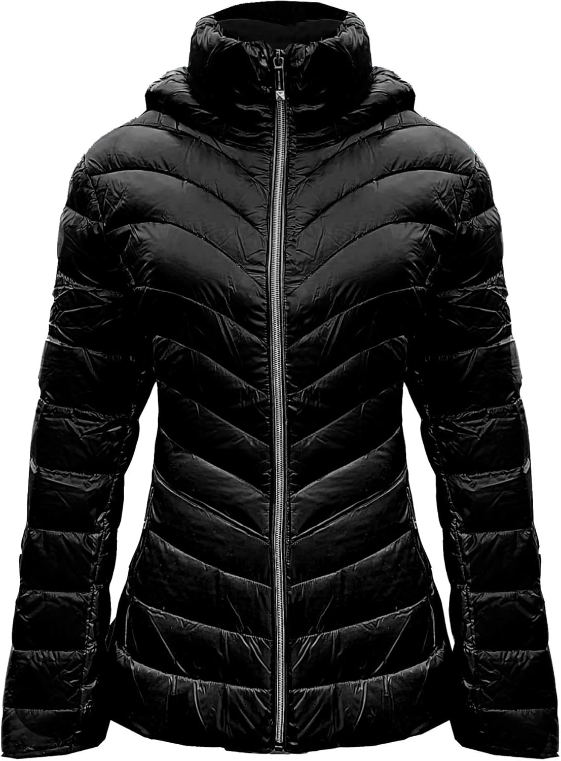 Michael Michael Kors Women's Down Chevron Packable Jacket, Black 7826912706620