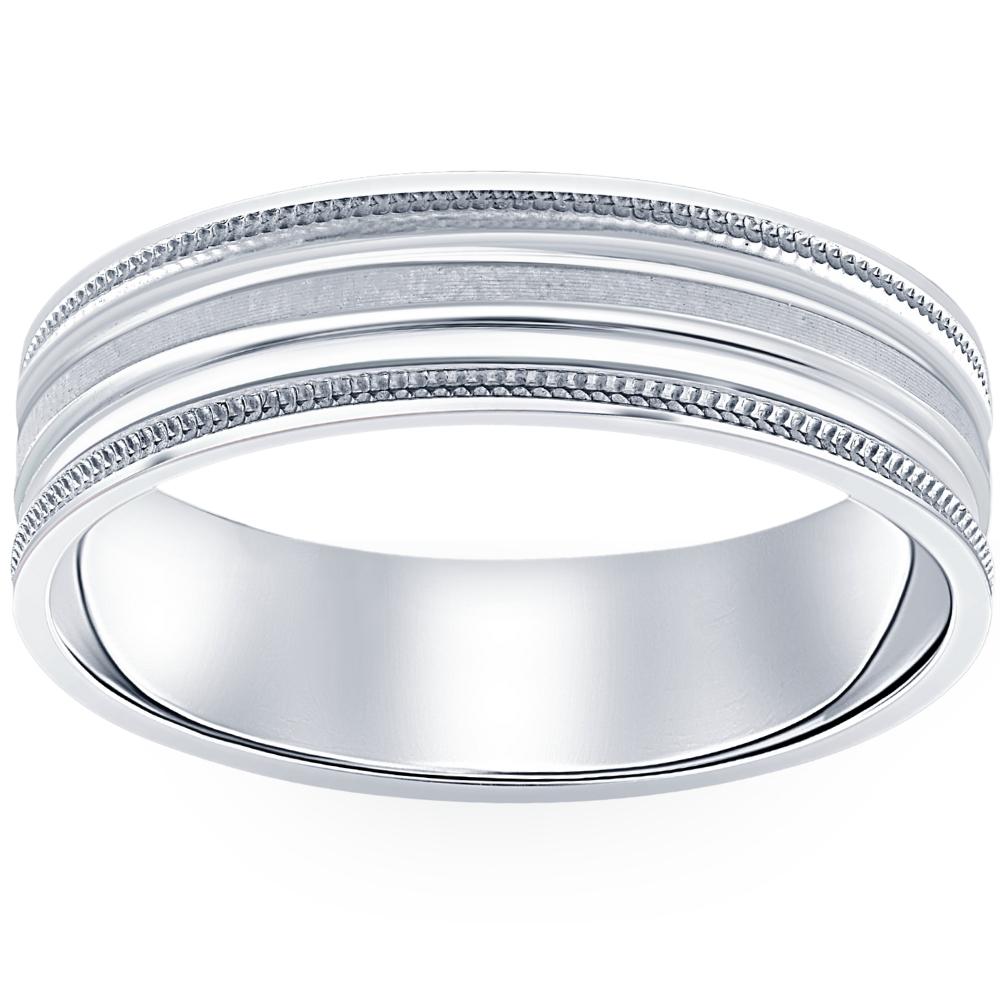 6MM Flat Comfort Fit Mens Wedding Ring in 10k White Yellow Rose Gold or Platinum 7802610319420