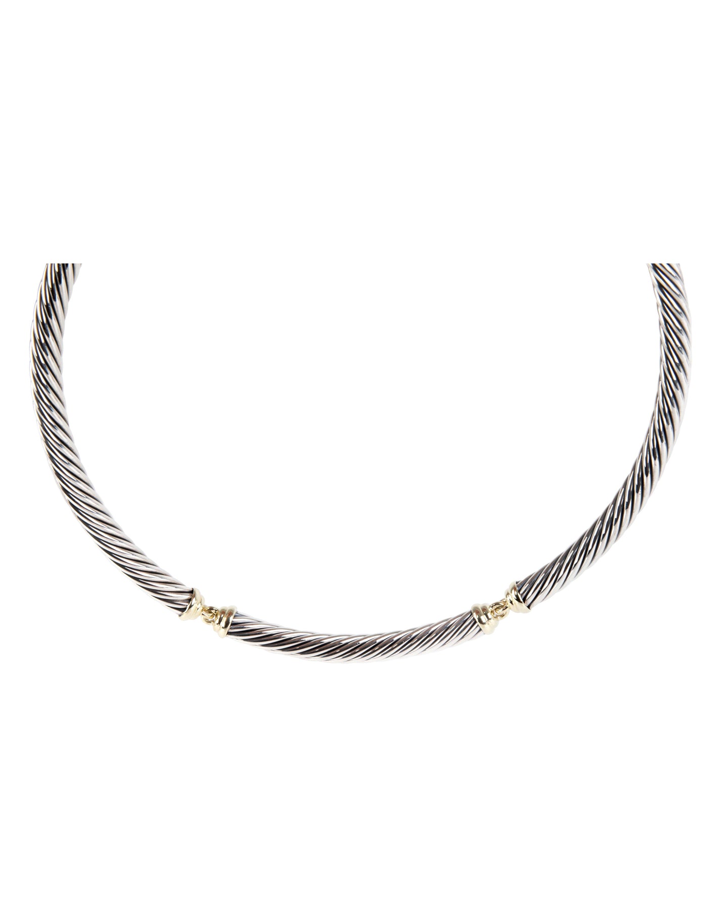 David Yurman Two-Tone 7 mm Metro Hinged Cable Choker Necklace